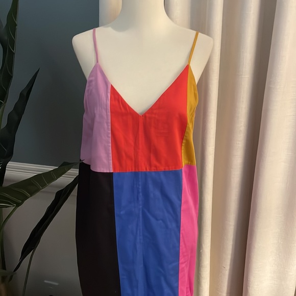 Mara Hoffman Georgia Color Block Midi Dress w V Back - Picture 6 of 11